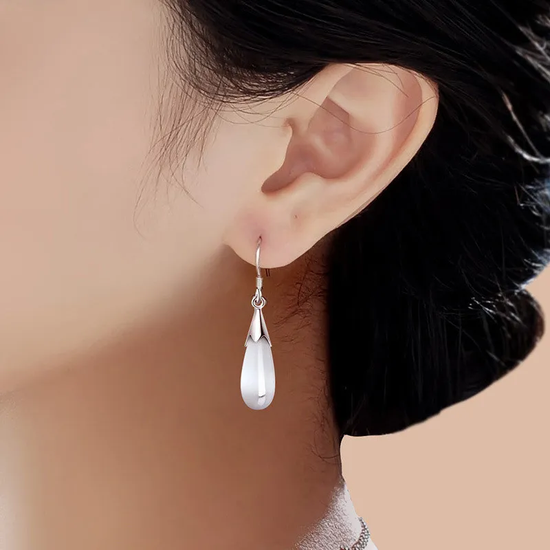 

Jewelry Charm Drop Earrings Women Elegant Retro Minimalist Geometry Opal Ear Hooks High-End Delicate Wedding Gift Women Jewelry