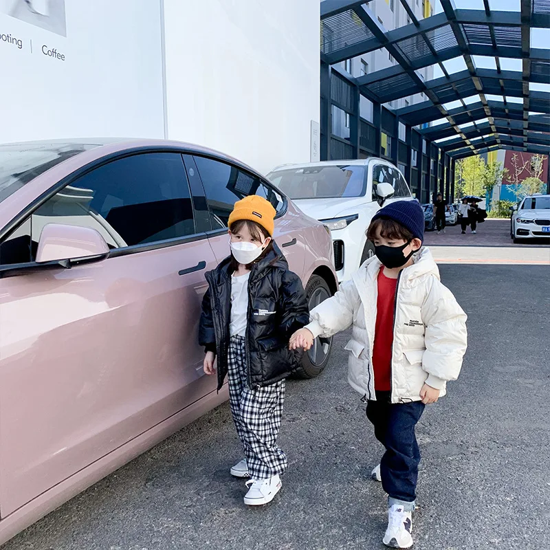

MILA CHOU 2021 Winter Children's Hooded Down Jacket Baby Boy Girls Thick Warm Duck Down Coat Top Kids Family Matching Clothes