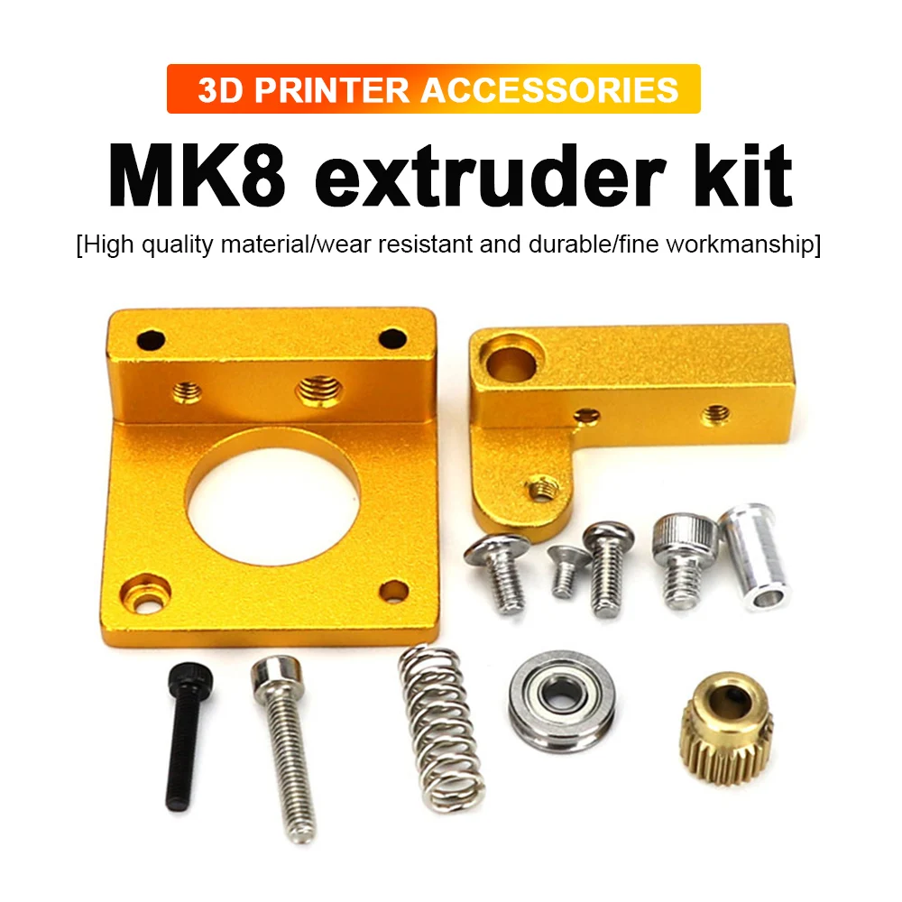 

3D Printer Right Hand MK8 Extruder Aluminum Frame Block DIY Kit 3D Printer Accessories Replacement With Screws
