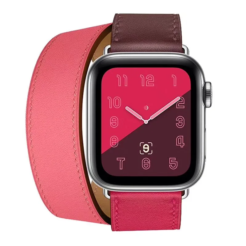 Новый кожаный ремешок mixcolor для iWatch 6SE Series 5 4 3 2 1 модный двойной тур Apple Watch Band 42 мм 38