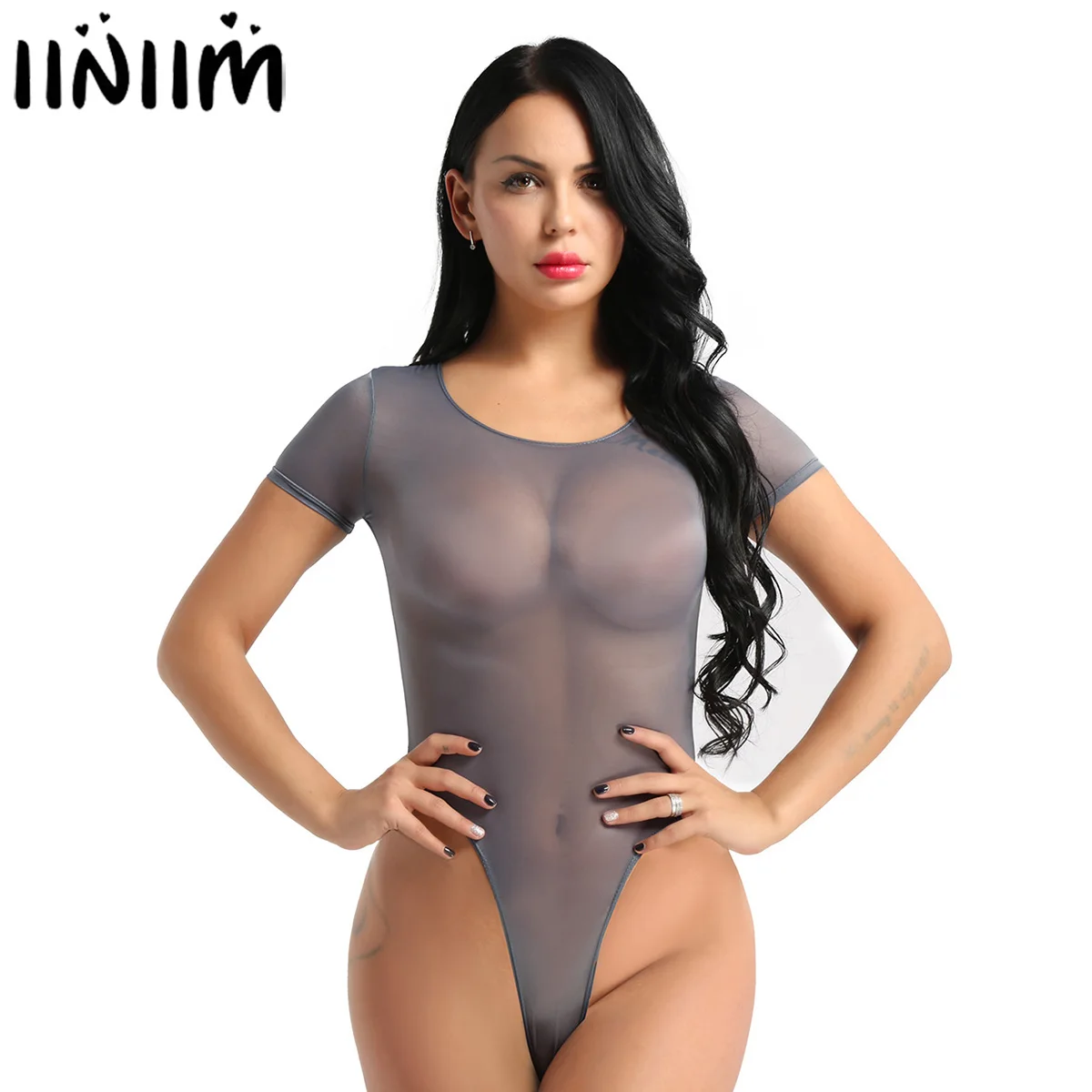 Женское Эротическое прозрачное Сетчатое тонкое нижнее белье боди с коротким