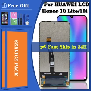 6 21original lcd for huawei honor 10 lite lcd display with touch screen digitizer assembly with frame for honor 10i hry lx1 lcd free global shipping