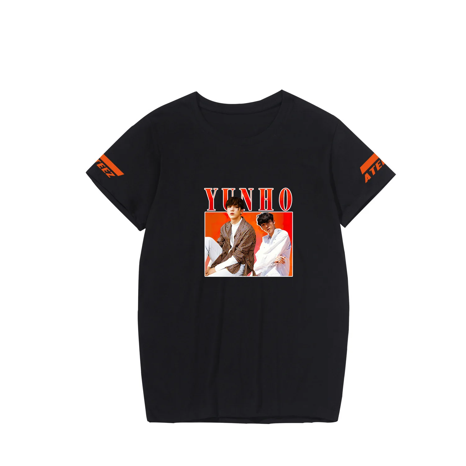 ATEEZ футболка Для женщин футболка Femme одежда товар стиль 4xl одежда короткий рукав Для женщин тройник - Цвет: black-yunho