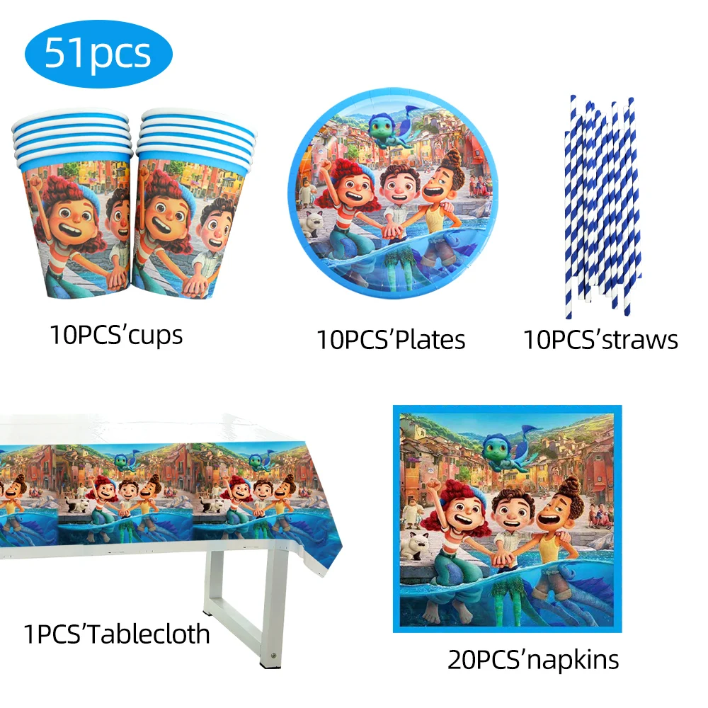 

Disney Luca Disposable Party Tableware Set 7 Inch Paper Tray Paper Cup Paper Towel Cutlery Eet Combination