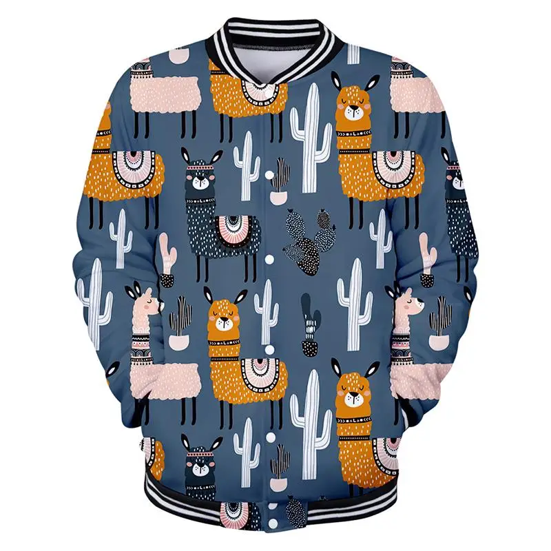 

New Animal Funny Cartoon Alpaca Fashion 3d Baseball Jacket Coat Men Women Hoodie Sweatshirts Long Sleeve 3D Hoodies Jackets Tops