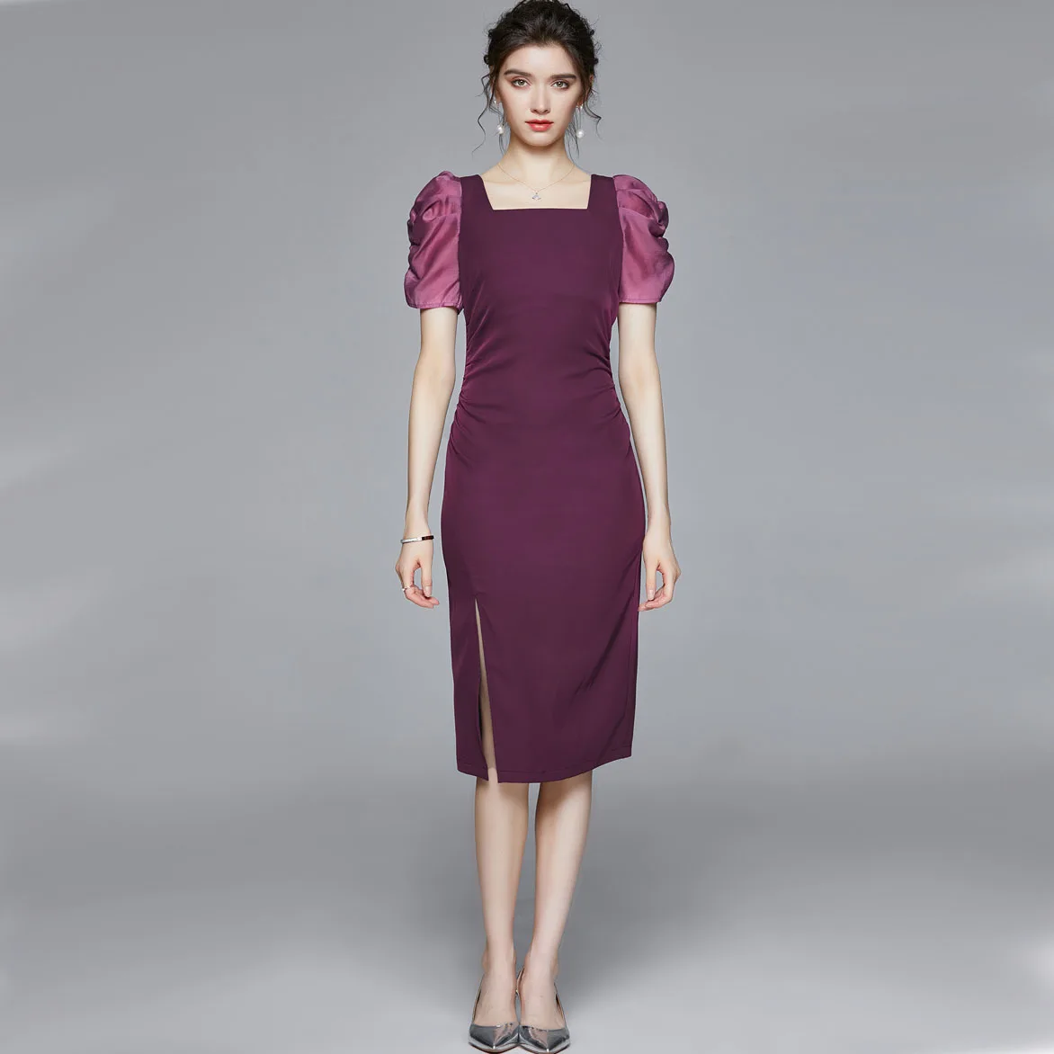 

Elegant Ladies Summer High Quality Vintage Bodycon Slim Cocktail Party Dress Vestidos De Mujer Woman 2021 Evening Dresses