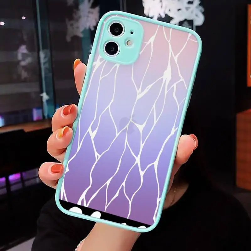 

anime aesthetic Demon Slayer Blade Phone Cases Matte Transparent for iPhone 7 8 11 12 s mini pro X XS XR MAX Plus cover funda