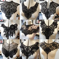 1 pc black flower neckline collar lace applique fabric for fabric apparel sewing on home textiles for dress scrapbooking