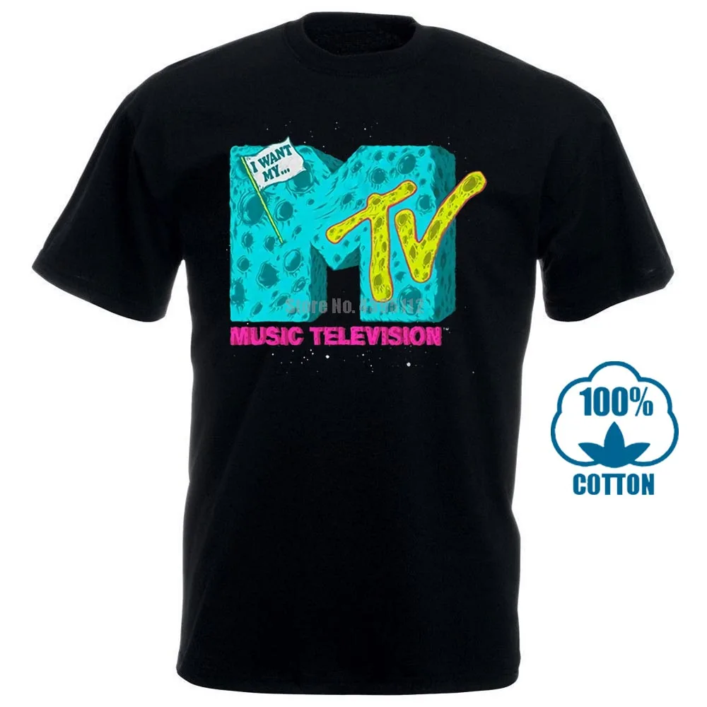 Забавная Мужская футболка белая черная Mtv с коротким рукавом топы логотипом на
