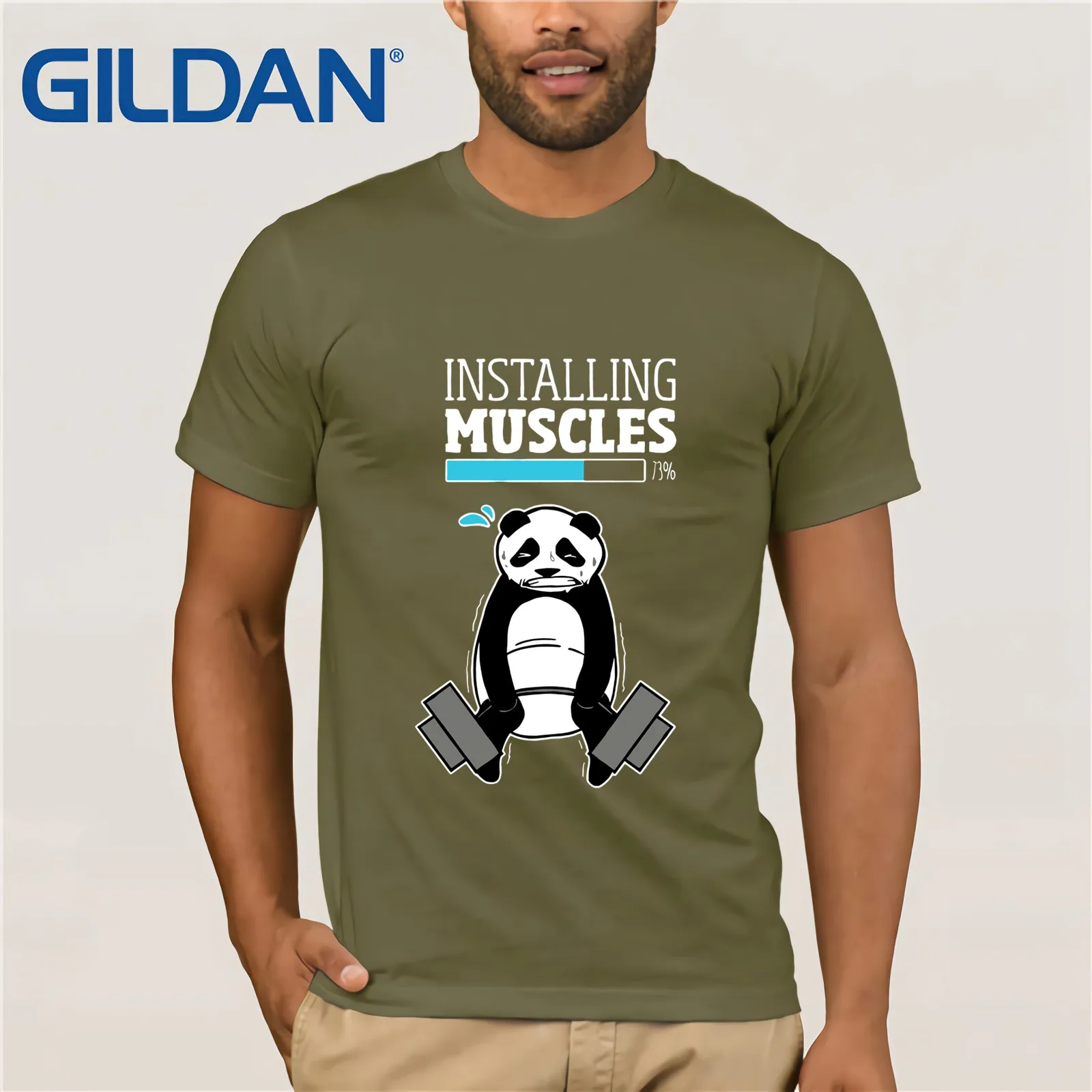 Установка мышцы пожалуйста подождите Футболка с принтом пандой 2019 футболка