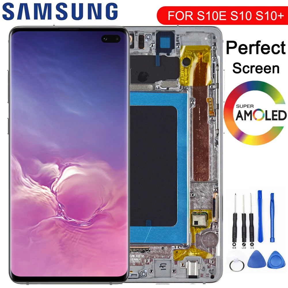 

The 1440*3040 LCD For SAMSUNG Galaxy S10E S10 G9730 Display S10+ Plus G9750 Touch Screen Digitizer Assembly With Service Pack