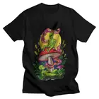 Психоделический волшебный гриб футболка с надписью Aliens, мужские футболки для отдыха, уютная футболка с коротким рукавом, галлюцинации, одежда для футболок