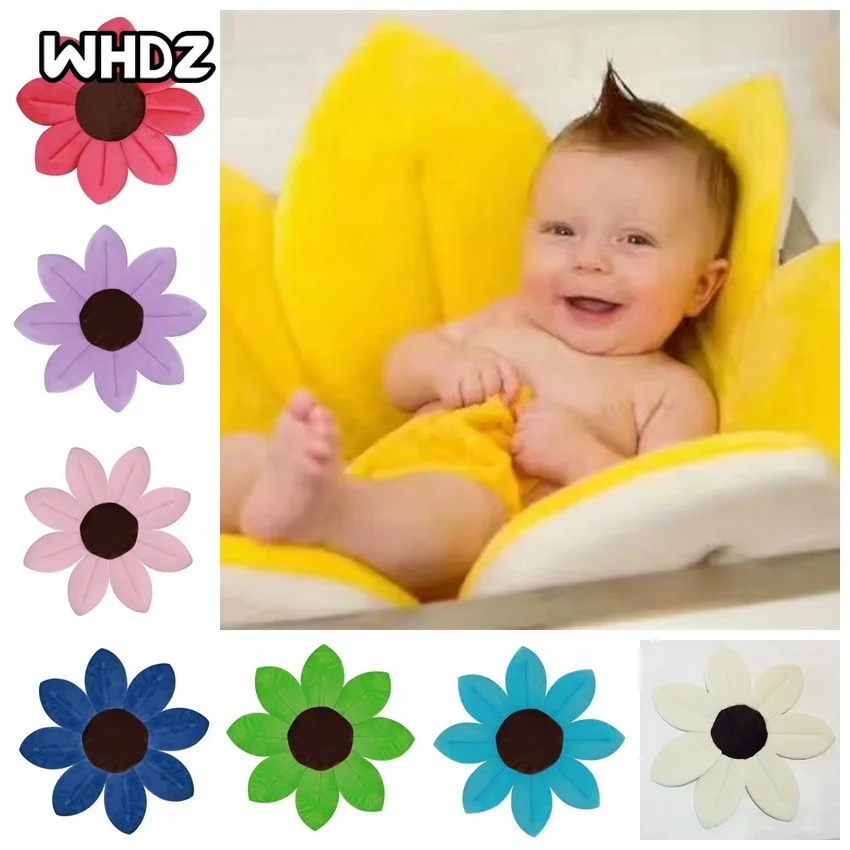 

Baby Bath Blooming Flower Newborn Bathtub Foldable Lotus Shape Cushion Skin Bath Pad Portable Bath Tub Soft Seat