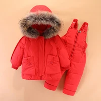 girls snowsuit winter overalls for boy children warm dcuk down jackets toddler outerwear baby suits coat pant kids clothes set