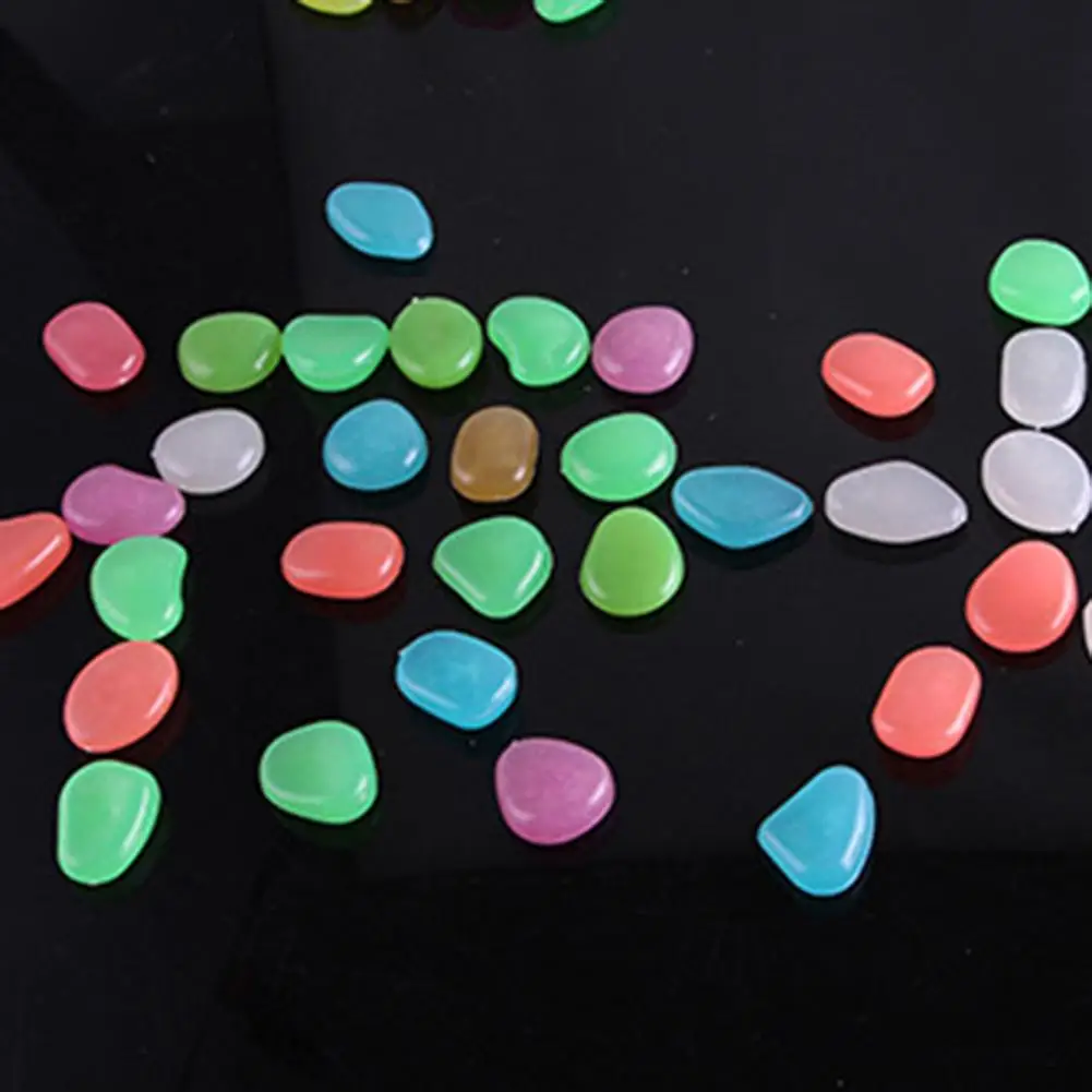 

100Pcs Aquarium Glow in the Dark Artificial Pebbles Luminous Stones Garden Decor Glow In the Dark Unique Design Decoration