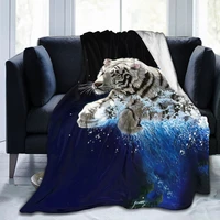 animal 3d printing printed blanket bedspread blanket retro bedding square picnic wool soft blanket tiger