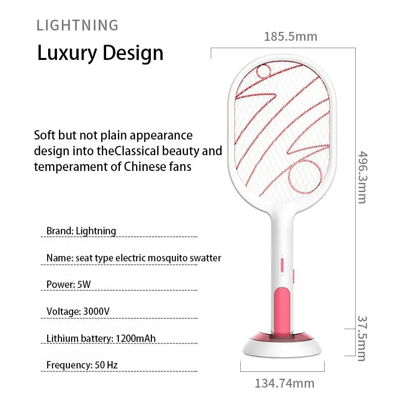 

QDRR Mosquito killer safety net cordle3000V Electric Mosquito Swatter 1200mAh USB Rechargeable Home Fly Bug Mosquito killing