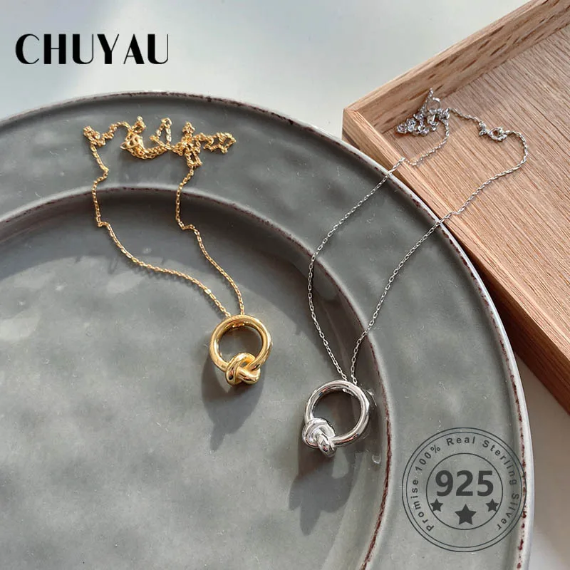 Chuyau 925 Стерлинговое Серебро тяжелая промышленность завязанные Круглые Подвески