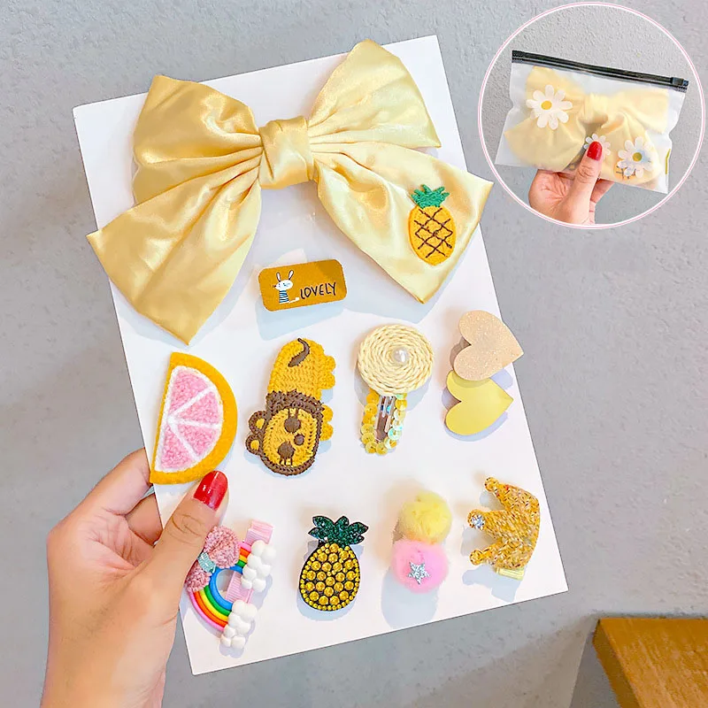 

10pcs Various Styles Elastic Hair Bands Spring Hairpins for Girls Baby Kid Ponytail Holder Scrunchies Clip Gift Hair Accessories