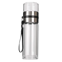 hot water flask vacuum flask thermos double wall no heat bottle portable tea bottle with filter net transparent tea cup