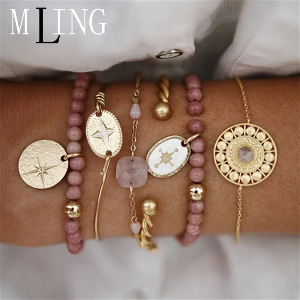 MLING 5 шт./компл. винтажный женский набор из розовой искусственной кожи в богемном