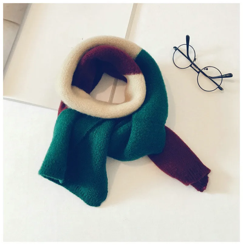 Осень зима 2019 вязаный детский шарф модный Джокер в Корейском стиле цветной