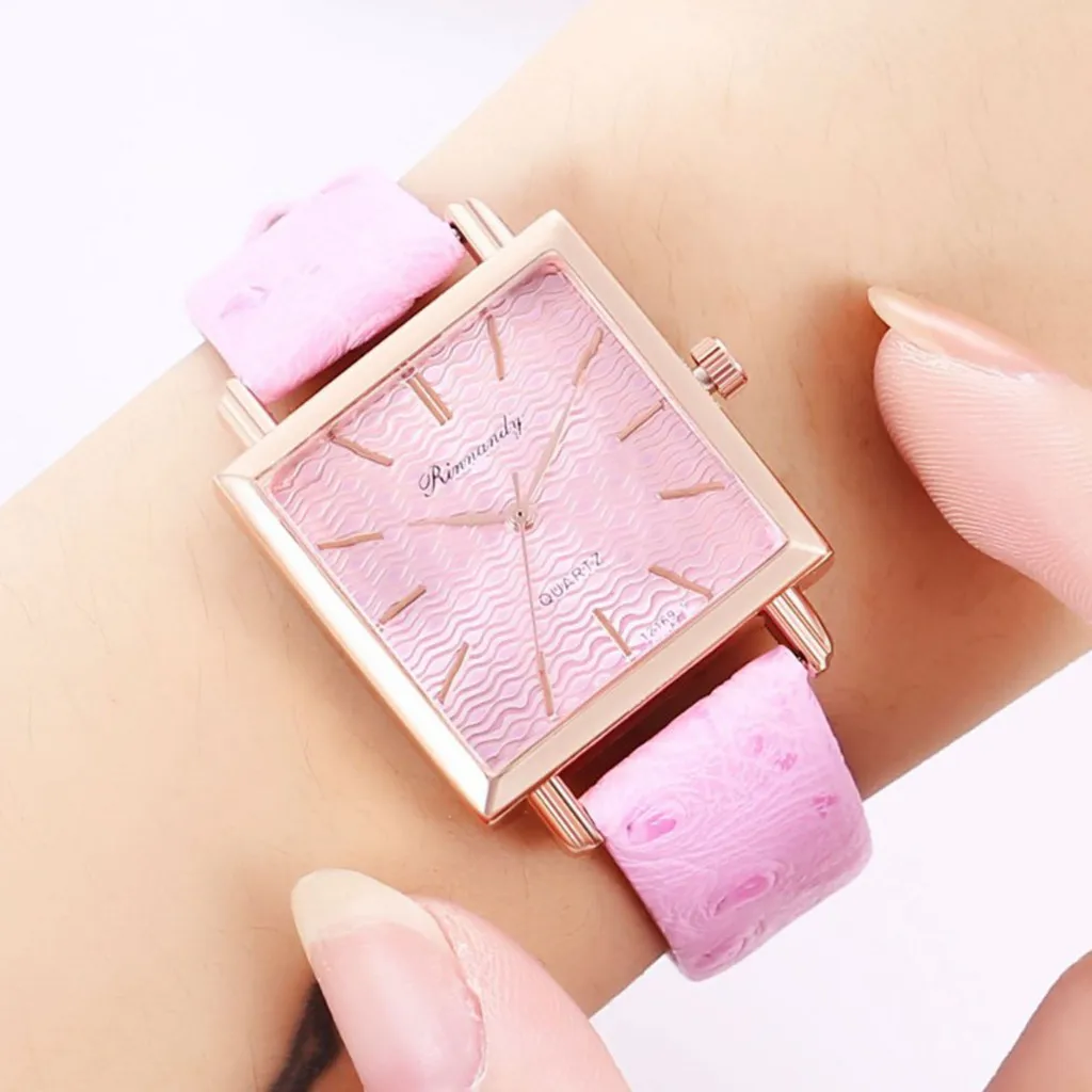 Simple Fashion Women Watches Square Ladies Watch Casual ripple Dial Leather Quartz Wristwatch часы женские reloj mujer /d |