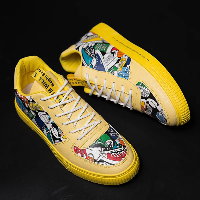 2019 стильные дизайнерские повседневные туфли мужские желтые кроссовки цвет