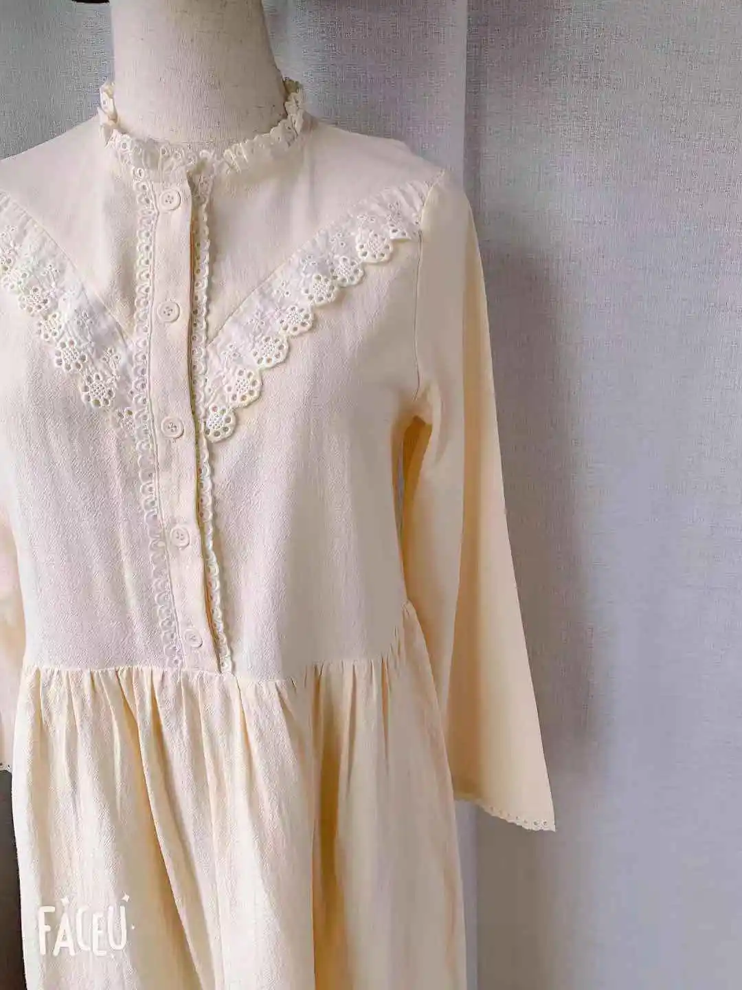 Платье женское хлопково-льняное с длинным рукавом повседневный наряд в стиле