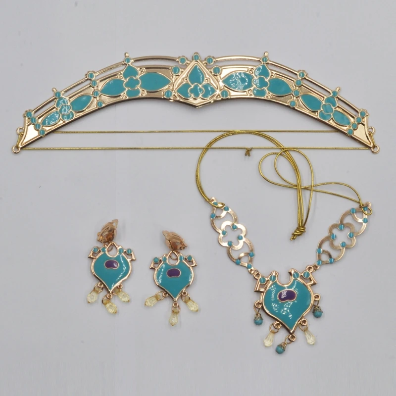 

Women Jasmine Headband Earrings Pendant Jewelry Set Dress Up Princess Costume LX9E
