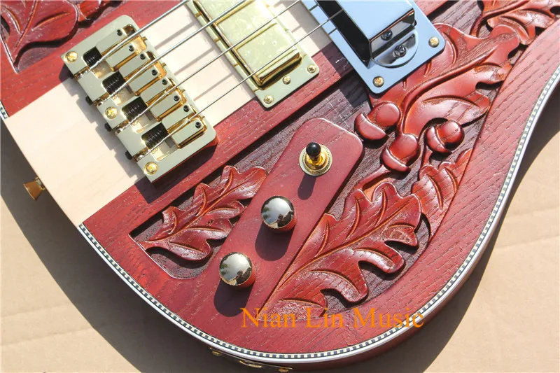 4-струнной бас-гитары производство Китай красновато-коричневый Цвет Ольха тела