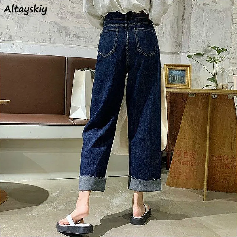 

Jeans Women Vintage Washed Schoolgirls BF Streetwear Simple Lady Trousers Chic 2020 Loose Fashion Fall New All-match High Waist