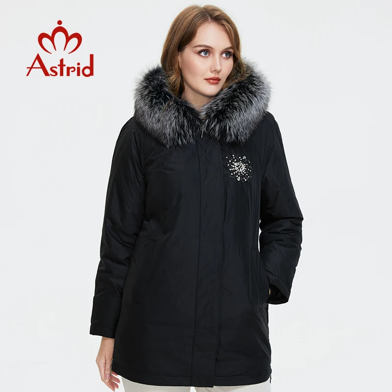 Astrid Women's winter jacket female parkas long quilted coat for women 2022 Plus Size warm clothing natural fur hooded outerwear