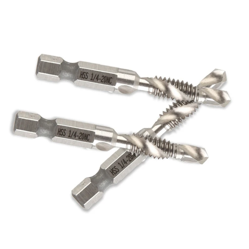 

5Pcs HSS 1/4-20NC Hand Tools 6.35mm Composite Hex Shank Drill Bit Screw Thread Tap Machine