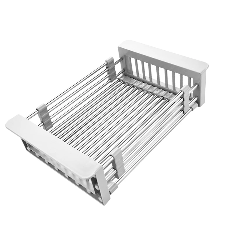 

Kitchen Stainless Steel Sink Drain Rack 304 Steel Dish Drying Rack Dish Insert Storage Organizer Fruit Vegetable Tray Drainer