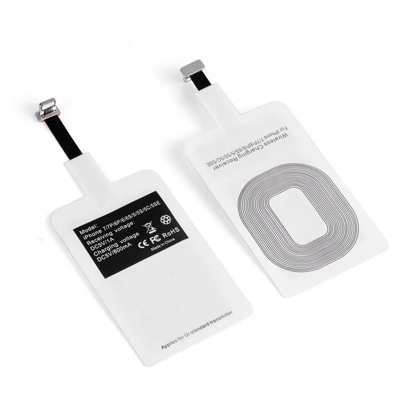 For iPhone 5S 6 7 SE For iPhone 6 7 Micro Usb Qi Wireless Charging Receiver Adapter For Xiaomi Redmi Note 6 Huawei Honor Microusb Charger For TYPE-C - Тип штекера: For iPhone 5S 6 7 SE