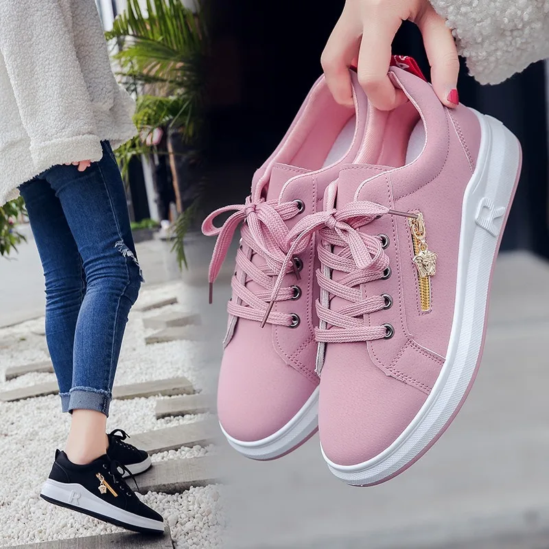 Женские кроссовки обувь из искусственной кожи на плоской платформе женская