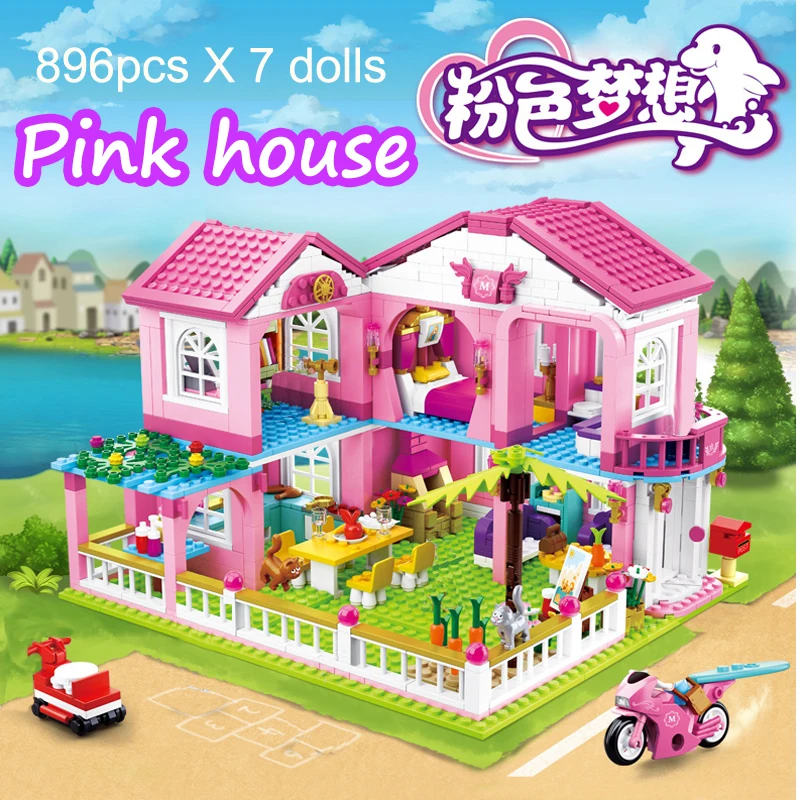 

Big Garden Villa Castle Yacht Building Blocks Sets Friends Princess Figures City House Bricks Educational Toys For Girl