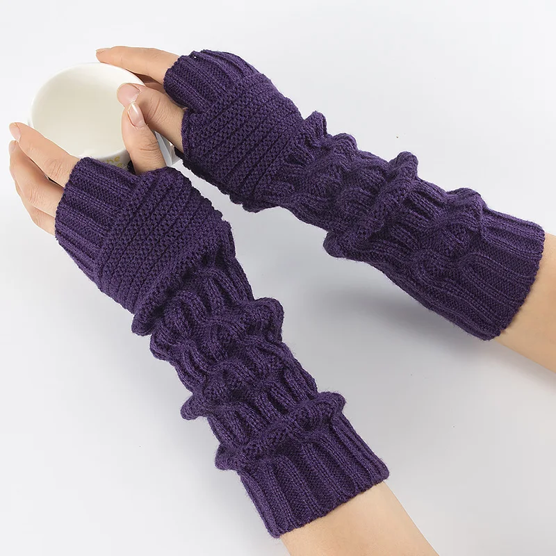 Winter Women Fashion Long Gloves With Knitted Wool Wrist Arm Warmers Fingerless Mitten Guantes | Аксессуары для одежды
