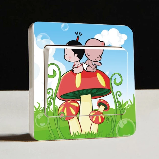 Мультяшные милые декоративные наклейки с квадратными переключателями на