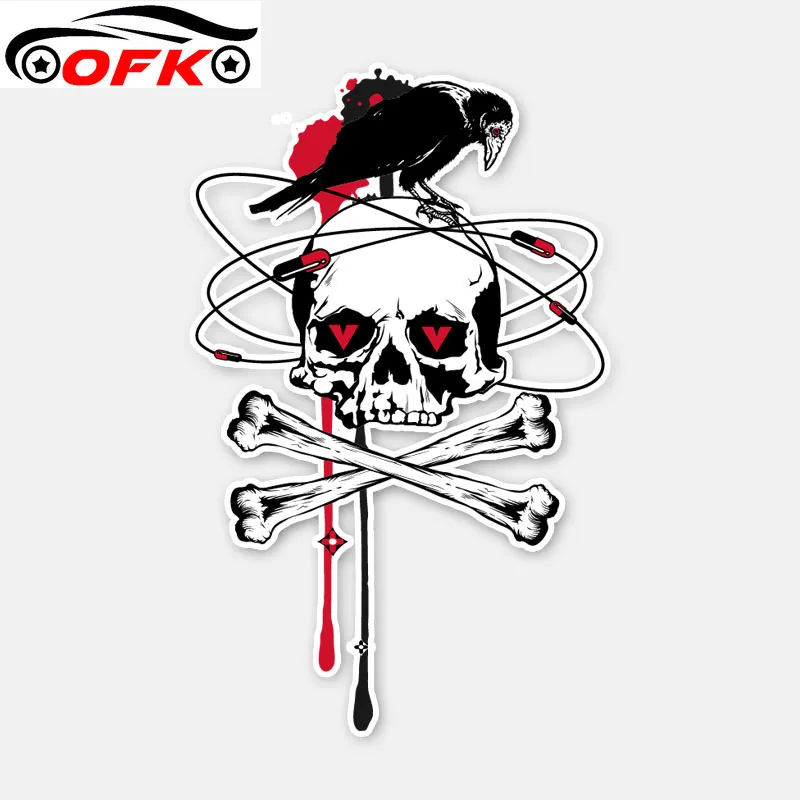 

Funny Crow Skull Head Bike PVC Car Sticker Motorcycle Decal 13.6CM*8.5CM