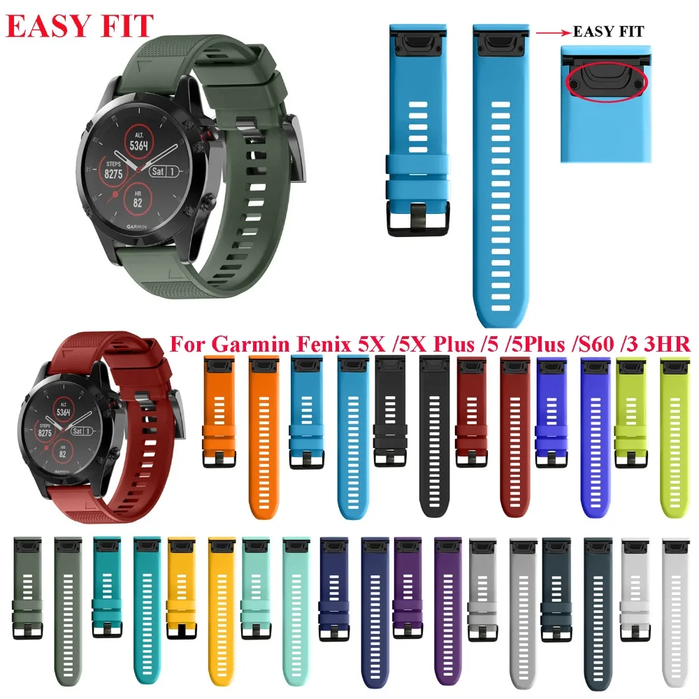 26 мм 22 мм ремешок для часов Garmin Fenix 5 5X3 3 HR для Fenix 5X Plus S60 часы Quick Release силиконовый ремешок Easyfit