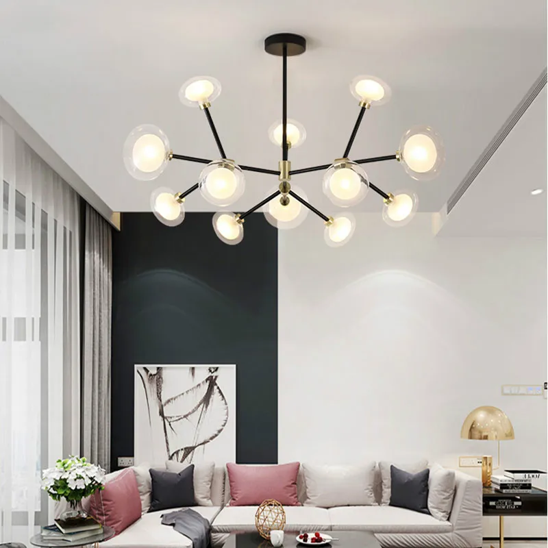 Постмодернизированная двойная стеклянная люстра Modo Globe светодиодная с