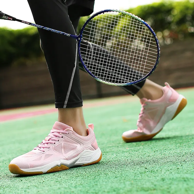 2021 Luxury Pink Badminton Shoes Women Men Anti Slip Volleyball Sneakers Ladies Tennis Shoes Quality Badminton Sneakers Man