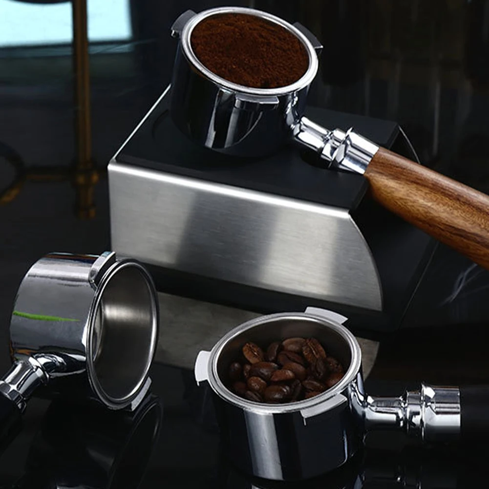 Portafiltro de caf&eacute; sin fondo, 51mm, 58mm, cesta de filtro con mango de madera incluida para m&aacute;quina de caf&eacute; Espresso, accesorios, herramienta de mango-2