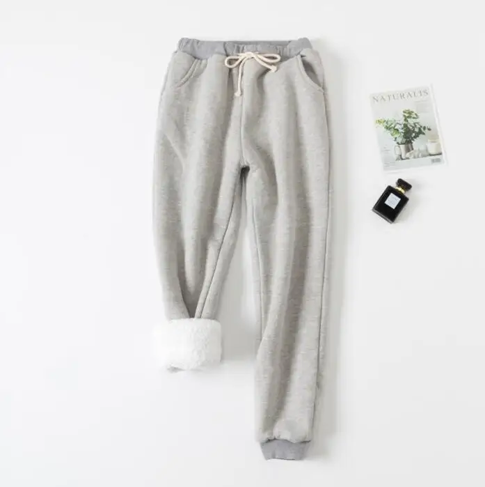 light grey Женские штаны с эластичной резинкой на талии, плотные штаны-шаровары, зима, Корейская версия, новые кашемировые теплые штаны из овчины, женские брюки - Цвет: light grey