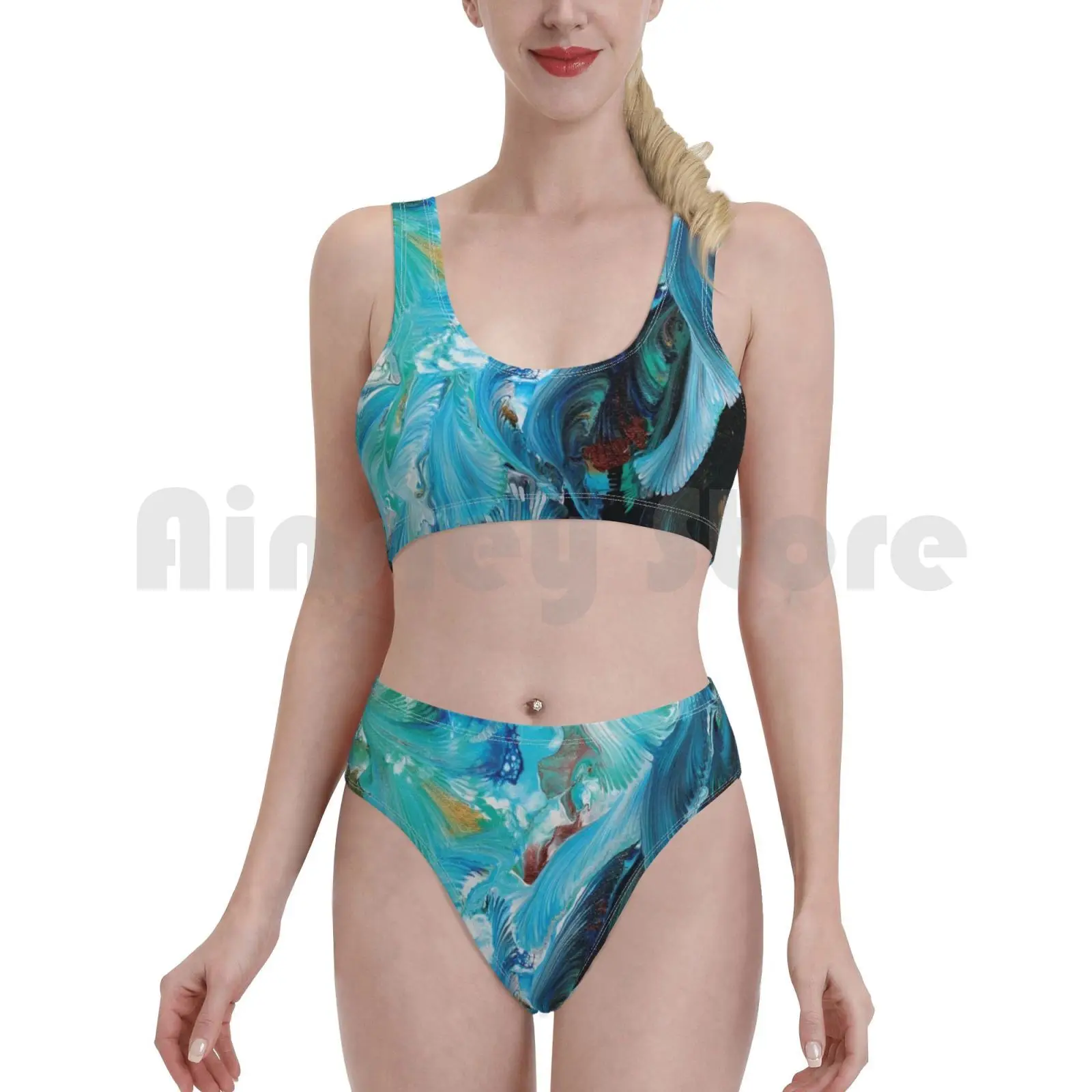 Купальник-бикини без названия с высокой талией Julialyn акриловые картины цепочка