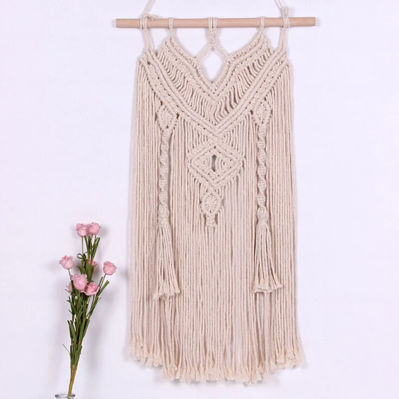 Богемный гобелен ручной работы из хлопковой веревки фото настенный кулон с