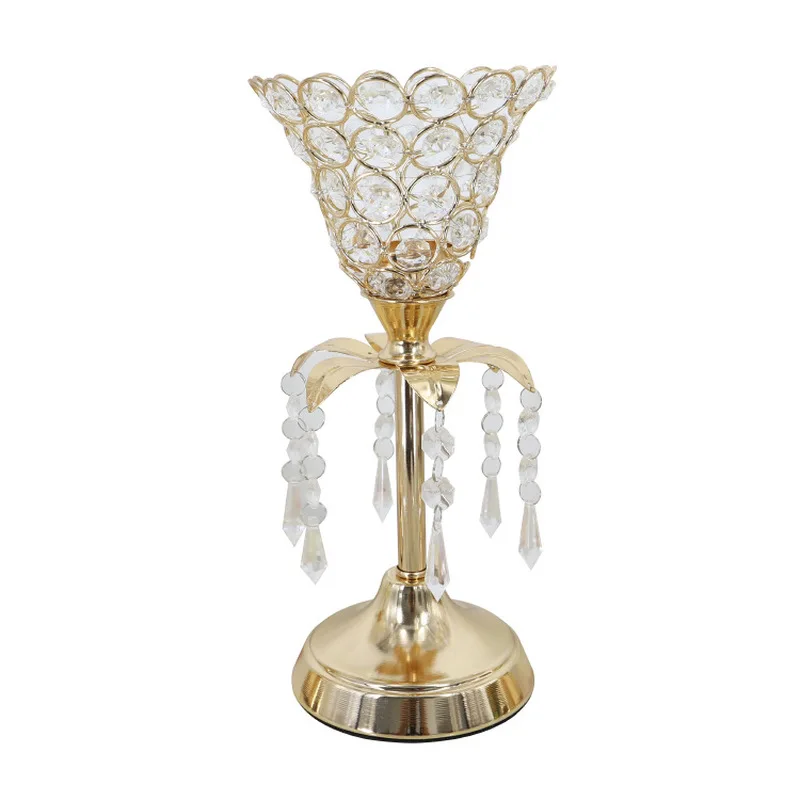 Хрустальный цветок подсвечник для свечей свадебный Декор Золотой Кристалл