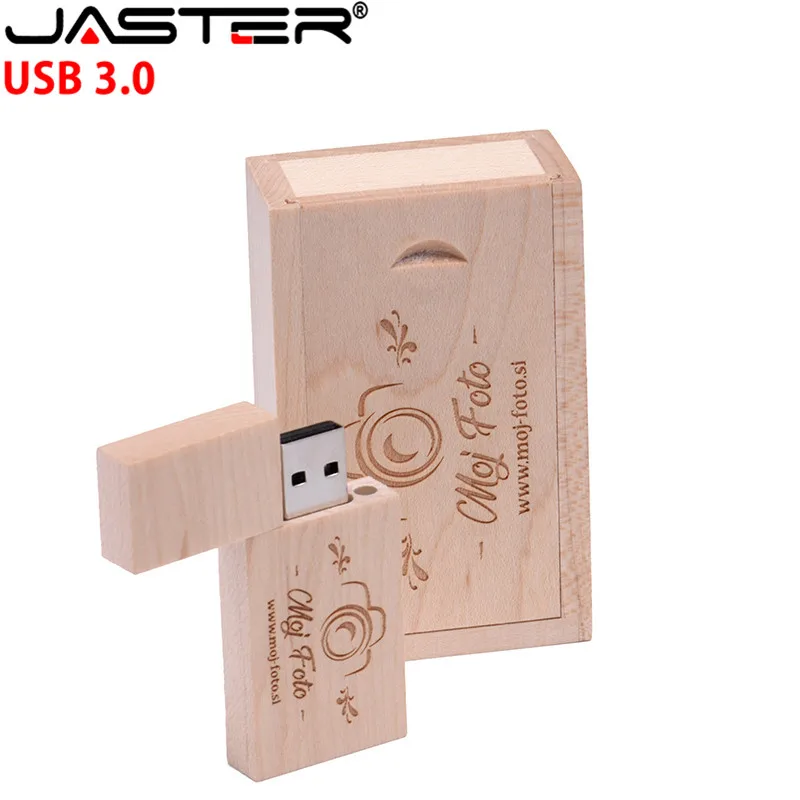 Деревянный Маленький квадратный USB накопитель JASTER с коробкой флеш 3 0 64 ГБ 32 16